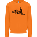 Trains Locomotive Steam Engine Trainspotting Mens Sweatshirt Jumper Orange