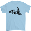 Trains Locomotive Steam Engine Trainspotting Mens T-Shirt 100% Cotton Light Blue