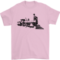 Trains Locomotive Steam Engine Trainspotting Mens T-Shirt 100% Cotton Light Pink