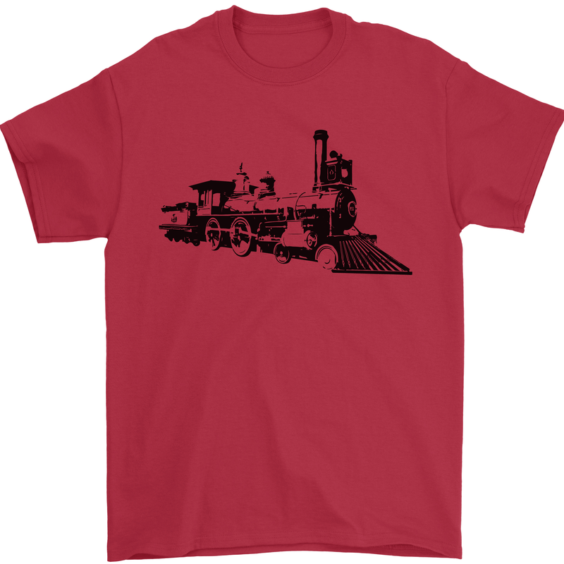 Trains Locomotive Steam Engine Trainspotting Mens T-Shirt 100% Cotton Red