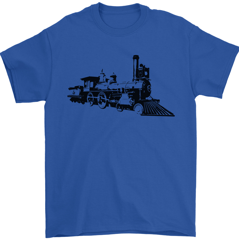 Trains Locomotive Steam Engine Trainspotting Mens T-Shirt 100% Cotton Royal Blue