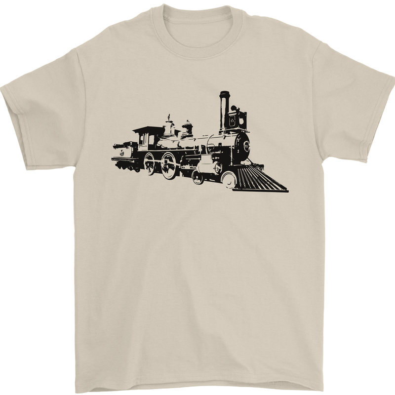 Trains Locomotive Steam Engine Trainspotting Mens T-Shirt 100% Cotton Sand
