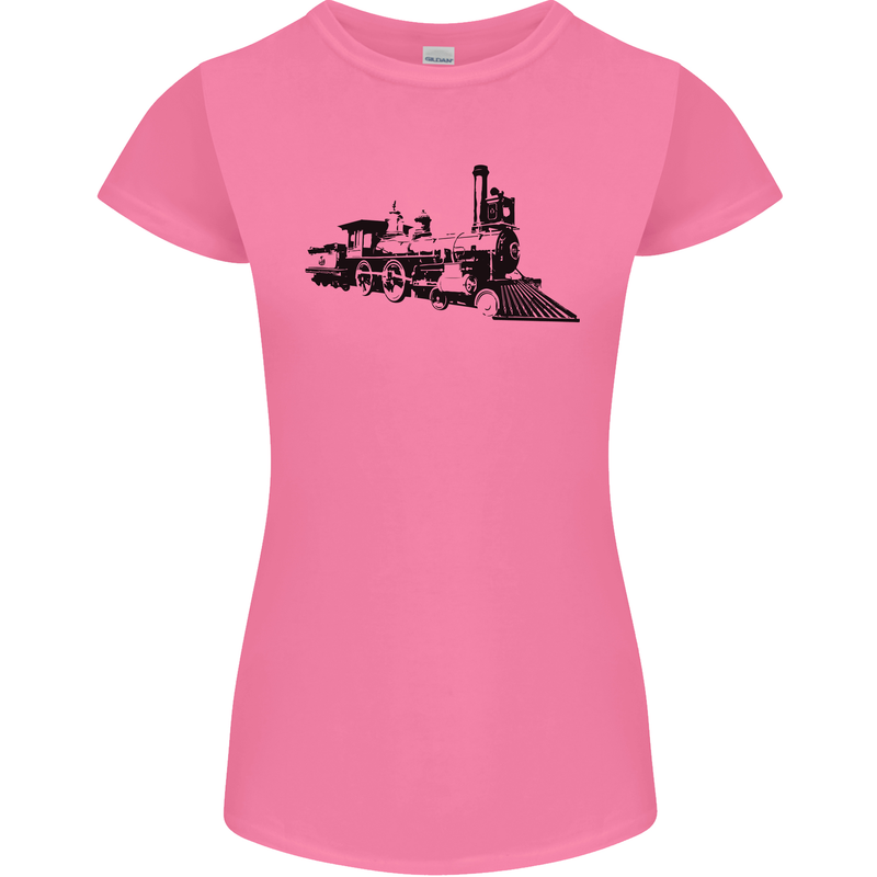 Trains Locomotive Steam Engine Trainspotting Womens Petite Cut T-Shirt Azalea