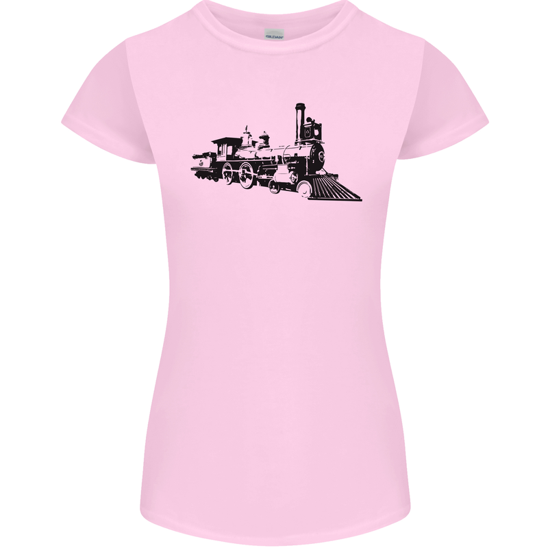 Trains Locomotive Steam Engine Trainspotting Womens Petite Cut T-Shirt Light Pink