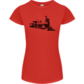 Trains Locomotive Steam Engine Trainspotting Womens Petite Cut T-Shirt Red