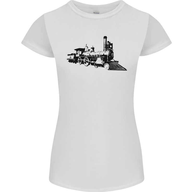Trains Locomotive Steam Engine Trainspotting Womens Petite Cut T-Shirt White