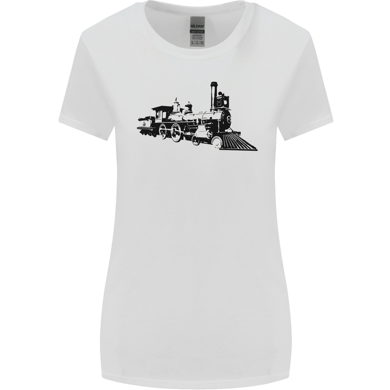 Trains Locomotive Steam Engine Trainspotting Womens Wider Cut T-Shirt White