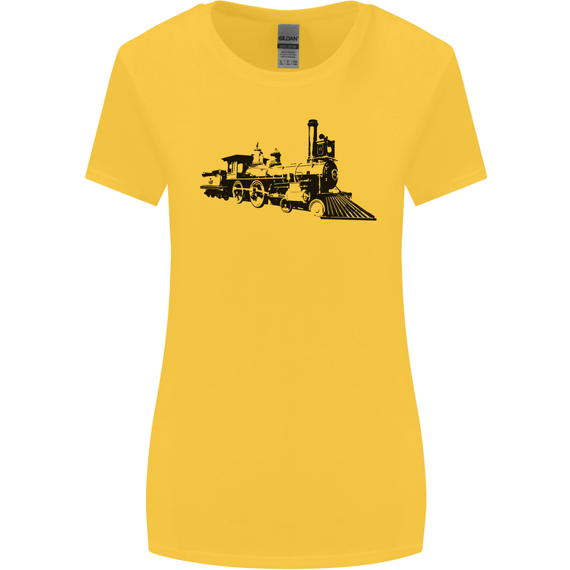 Trains Locomotive Steam Engine Trainspotting Womens Wider Cut T-Shirt Yellow