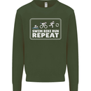 Triathlon Running Swimming Cycling Unicorn Mens Sweatshirt Jumper Forest Green