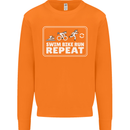 Triathlon Running Swimming Cycling Unicorn Mens Sweatshirt Jumper Orange