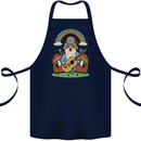 Trippy Guitar Hippy Gnome Magic Mushrooms Cotton Apron 100% Organic Navy Blue