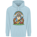 Trippy Guitar Hippy Gnome Magic Mushrooms Mens 80% Cotton Hoodie Light Blue