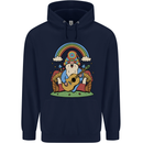 Trippy Guitar Hippy Gnome Magic Mushrooms Mens 80% Cotton Hoodie Navy Blue