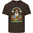 Trippy Guitar Hippy Gnome Magic Mushrooms Mens Cotton T-Shirt Tee Top Dark Chocolate