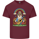 Trippy Guitar Hippy Gnome Magic Mushrooms Mens Cotton T-Shirt Tee Top Maroon