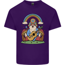 Trippy Guitar Hippy Gnome Magic Mushrooms Mens Cotton T-Shirt Tee Top Purple
