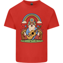 Trippy Guitar Hippy Gnome Magic Mushrooms Mens Cotton T-Shirt Tee Top Red