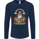Trippy Guitar Hippy Gnome Magic Mushrooms Mens Long Sleeve T-Shirt Navy Blue