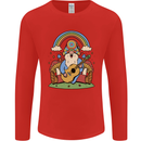 Trippy Guitar Hippy Gnome Magic Mushrooms Mens Long Sleeve T-Shirt Red
