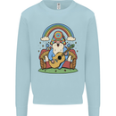 Trippy Guitar Hippy Gnome Magic Mushrooms Mens Sweatshirt Jumper Light Blue