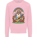 Trippy Guitar Hippy Gnome Magic Mushrooms Mens Sweatshirt Jumper Light Pink