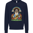 Trippy Guitar Hippy Gnome Magic Mushrooms Mens Sweatshirt Jumper Navy Blue