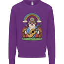 Trippy Guitar Hippy Gnome Magic Mushrooms Mens Sweatshirt Jumper Purple