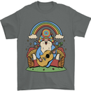 Trippy Guitar Hippy Gnome Magic Mushrooms Mens T-Shirt 100% Cotton Charcoal