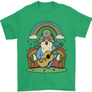 Trippy Guitar Hippy Gnome Magic Mushrooms Mens T-Shirt 100% Cotton Irish Green
