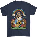 Trippy Guitar Hippy Gnome Magic Mushrooms Mens T-Shirt 100% Cotton Navy Blue