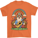 Trippy Guitar Hippy Gnome Magic Mushrooms Mens T-Shirt 100% Cotton Orange