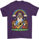 Trippy Guitar Hippy Gnome Magic Mushrooms Mens T-Shirt 100% Cotton Purple
