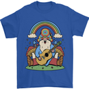 Trippy Guitar Hippy Gnome Magic Mushrooms Mens T-Shirt 100% Cotton Royal Blue