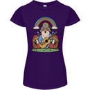 Trippy Guitar Hippy Gnome Magic Mushrooms Womens Petite Cut T-Shirt Purple
