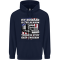 Truck Driver Funny USA Flag Lorry Driver Childrens Kids Hoodie Navy Blue
