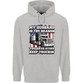 Truck Driver Funny USA Flag Lorry Driver Childrens Kids Hoodie Sports Grey