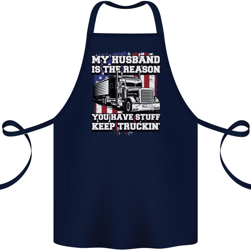 Truck Driver Funny USA Flag Lorry Driver Cotton Apron 100% Organic Navy Blue
