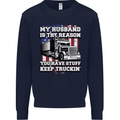 Truck Driver Funny USA Flag Lorry Driver Kids Sweatshirt Jumper Navy Blue