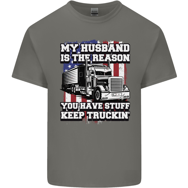 Truck Driver Funny USA Flag Lorry Driver Kids T-Shirt Childrens Charcoal