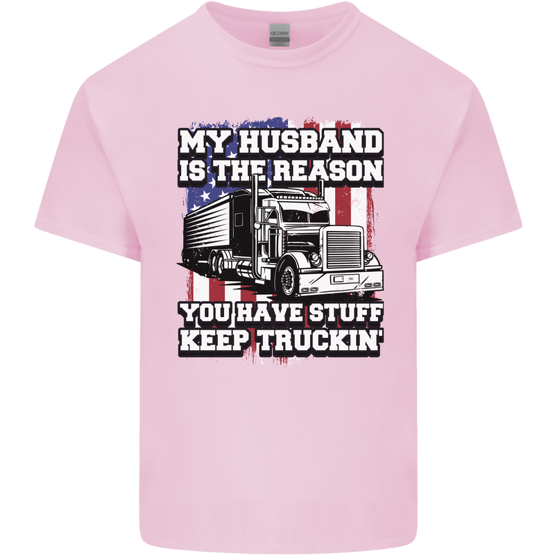 Truck Driver Funny USA Flag Lorry Driver Kids T-Shirt Childrens Light Pink