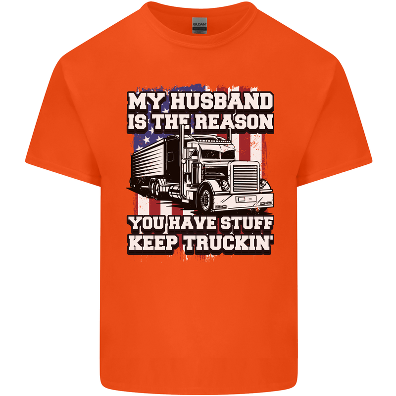 Truck Driver Funny USA Flag Lorry Driver Kids T-Shirt Childrens Orange