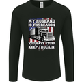 Truck Driver Funny USA Flag Lorry Driver Mens Long Sleeve T-Shirt Black