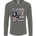 Truck Driver Funny USA Flag Lorry Driver Mens Long Sleeve T-Shirt Charcoal