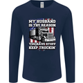 Truck Driver Funny USA Flag Lorry Driver Mens Long Sleeve T-Shirt Navy Blue