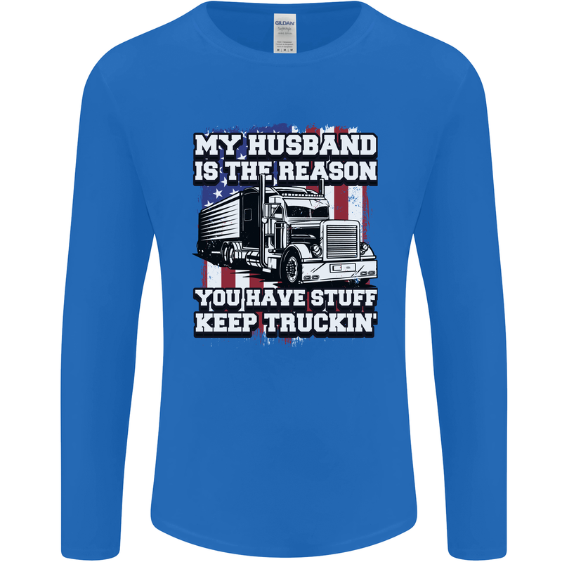 Truck Driver Funny USA Flag Lorry Driver Mens Long Sleeve T-Shirt Royal Blue