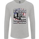 Truck Driver Funny USA Flag Lorry Driver Mens Long Sleeve T-Shirt Sports Grey