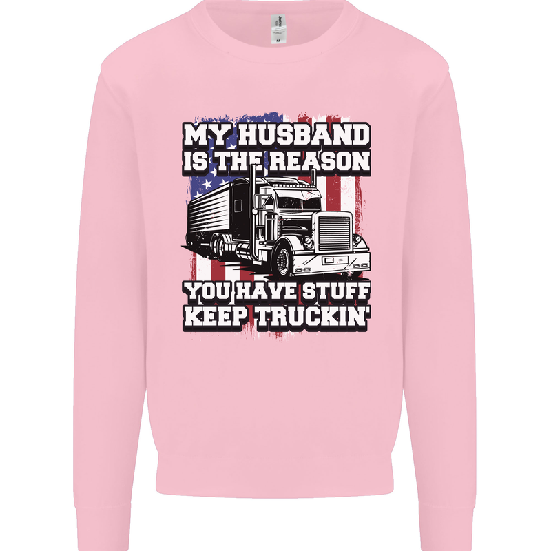 Truck Driver Funny USA Flag Lorry Driver Mens Sweatshirt Jumper Light Pink