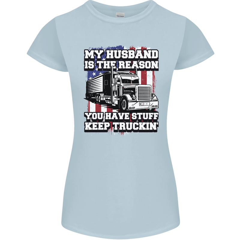 Truck Driver Funny USA Flag Lorry Driver Womens Petite Cut T-Shirt Light Blue