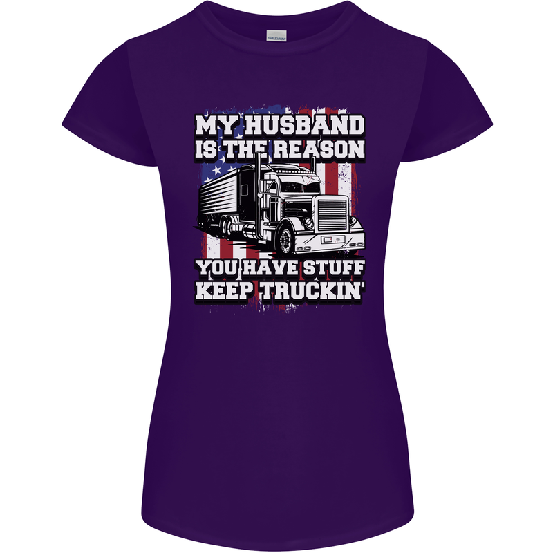 Truck Driver Funny USA Flag Lorry Driver Womens Petite Cut T-Shirt Purple