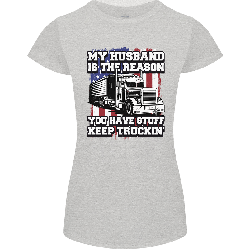 Truck Driver Funny USA Flag Lorry Driver Womens Petite Cut T-Shirt Sports Grey